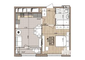 1-к квартира, вторичка, 47м2, 25/25 этаж