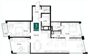 3-к квартира, вторичка, 117м2, 13/13 этаж