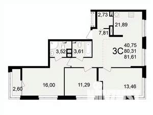 3-к квартира, вторичка, 82м2, 1/11 этаж
