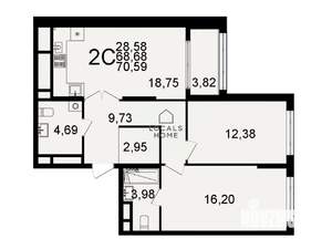 2-к квартира, вторичка, 71м2, 15/26 этаж