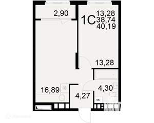 1-к квартира, вторичка, 40м2, 11/22 этаж