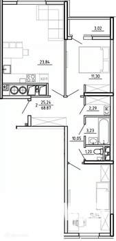 2-к квартира, вторичка, 69м2, 4/26 этаж