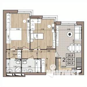 2-к квартира, вторичка, 65м2, 3/25 этаж