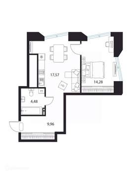 1-к квартира, вторичка, 46м2, 4/20 этаж