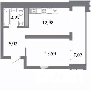 1-к квартира, вторичка, 47м2, 4/5 этаж