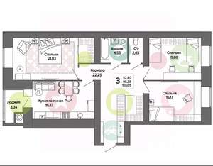 3-к квартира, вторичка, 100м2, 10/16 этаж