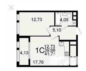 1-к квартира, вторичка, 42м2, 24/26 этаж