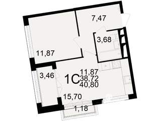 1-к квартира, вторичка, 39м2, 5/25 этаж