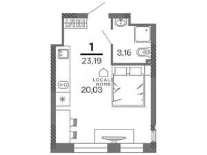 Студия квартира, вторичка, 23м2, 21/25 этаж