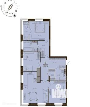 3-к квартира, вторичка, 106м2, 2/8 этаж