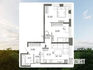 2-к квартира, вторичка, 53м2, 22/26 этаж