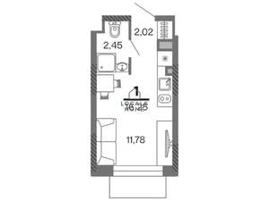 Студия квартира, вторичка, 16м2, 10/25 этаж