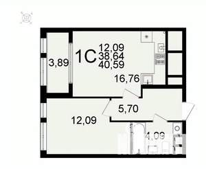 1-к квартира, вторичка, 41м2, 13/26 этаж