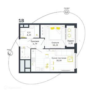 1-к квартира, вторичка, 42м2, 17/26 этаж