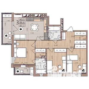 3-к квартира, вторичка, 98м2, 3/9 этаж