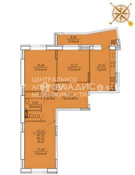 3-к квартира, вторичка, 86м2, 4/10 этаж