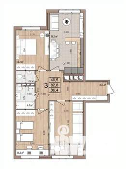 3-к квартира, вторичка, 86м2, 6/17 этаж