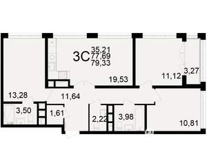 3-к квартира, вторичка, 78м2, 14/25 этаж