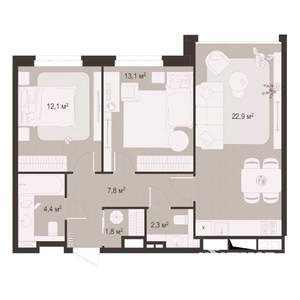 2-к квартира, строящийся дом, 65м2, 5/8 этаж