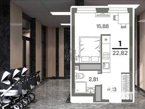 1-к квартира, вторичка, 23м2, 20/26 этаж