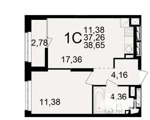 1-к квартира, вторичка, 37м2, 2/25 этаж