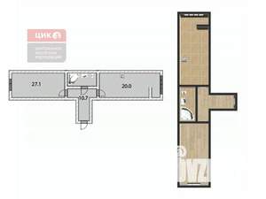 2-к квартира, вторичка, 66м2, 7/17 этаж