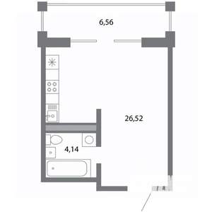 Студия квартира, строящийся дом, 34м2, 2/5 этаж