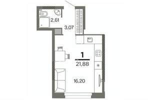 Студия квартира, сданный дом, 22м2, 7/25 этаж