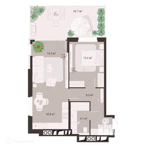 2-к квартира, вторичка, 75м2, 1/9 этаж