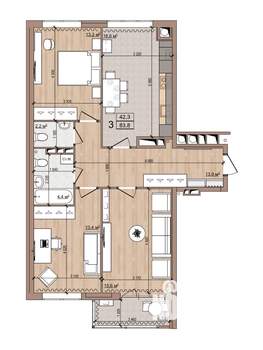 3-к квартира, вторичка, 84м2, 16/16 этаж