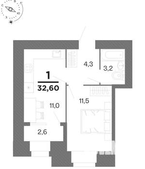 1-к квартира, вторичка, 33м2, 11/16 этаж