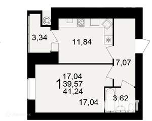 1-к квартира, вторичка, 41м2, 13/16 этаж
