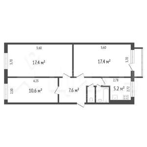3-к квартира, вторичка, 64м2, 4/5 этаж