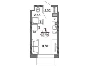 Студия квартира, вторичка, 16м2, 2/25 этаж