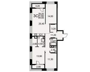 3-к квартира, вторичка, 92м2, 10/25 этаж