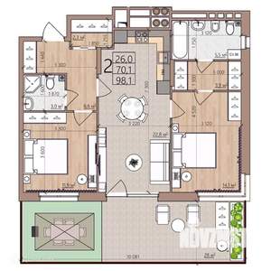 2-к квартира, вторичка, 98м2, 1/9 этаж