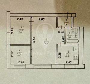 2-к квартира, вторичка, 42м2, 1/4 этаж