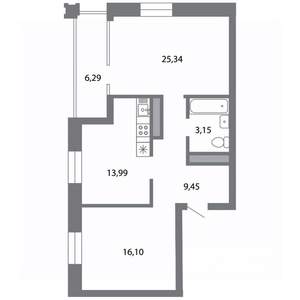 2-к квартира, строящийся дом, 71м2, 4/5 этаж
