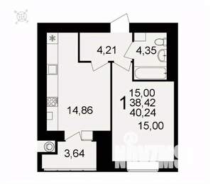 1-к квартира, вторичка, 40м2, 14/16 этаж