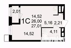 1-к квартира, вторичка, 27м2, 22/24 этаж