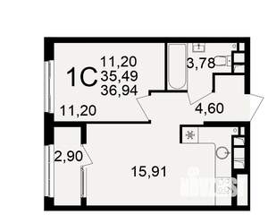 1-к квартира, вторичка, 35м2, 8/21 этаж