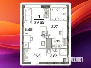 1-к квартира, вторичка, 30м2, 24/26 этаж
