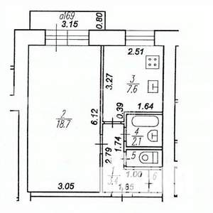 1-к квартира, вторичка, 34м2, 7/9 этаж