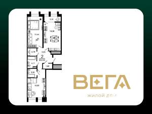 2-к квартира, вторичка, 81м2, 11/19 этаж