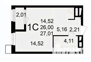 1-к квартира, вторичка, 27м2, 17/24 этаж