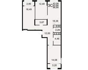 3-к квартира, вторичка, 84м2, 8/21 этаж