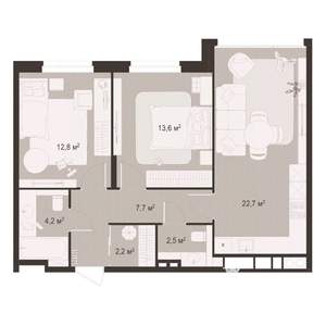 2-к квартира, строящийся дом, 66м2, 5/8 этаж