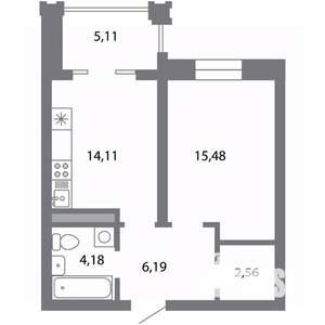 1-к квартира, строящийся дом, 45м2, 4/5 этаж