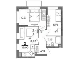 2-к квартира, вторичка, 40м2, 13/25 этаж