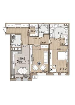 2-к квартира, вторичка, 102м2, 1/4 этаж